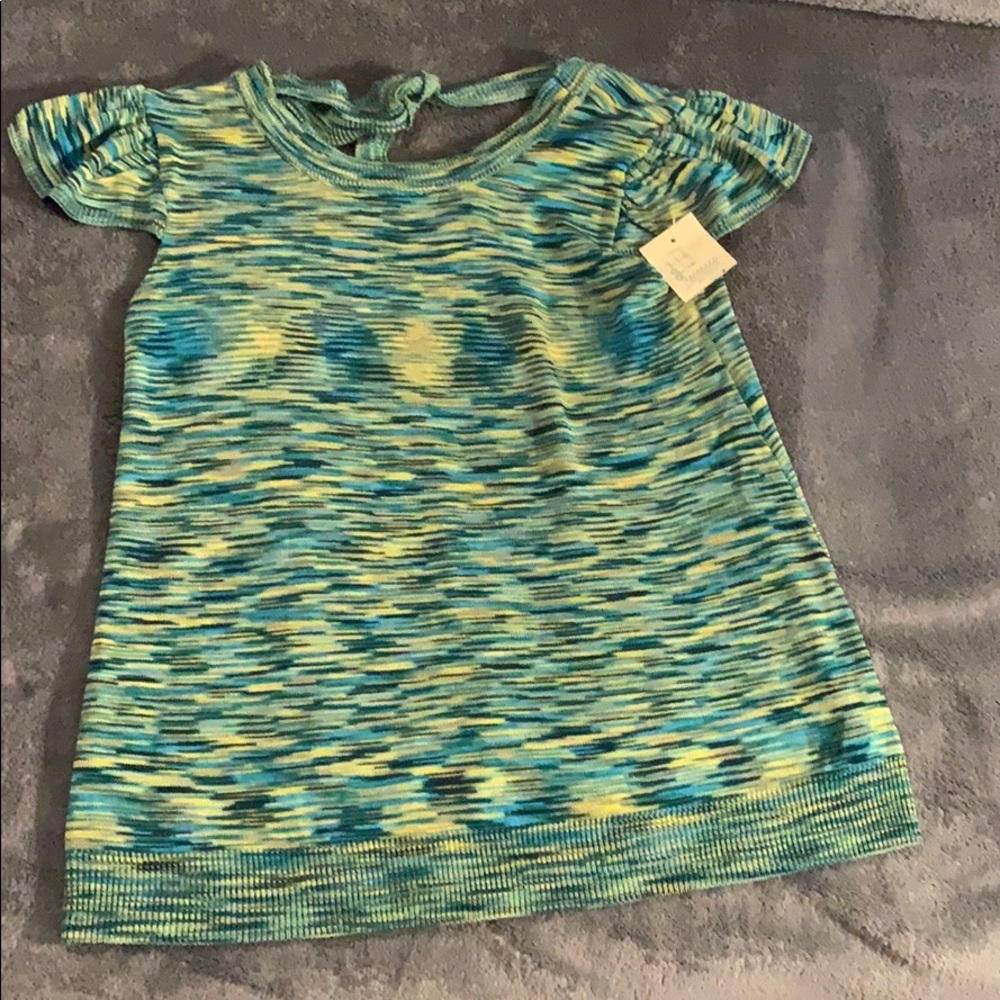 Tulle Top Short Sleeve Light Sweater Size M